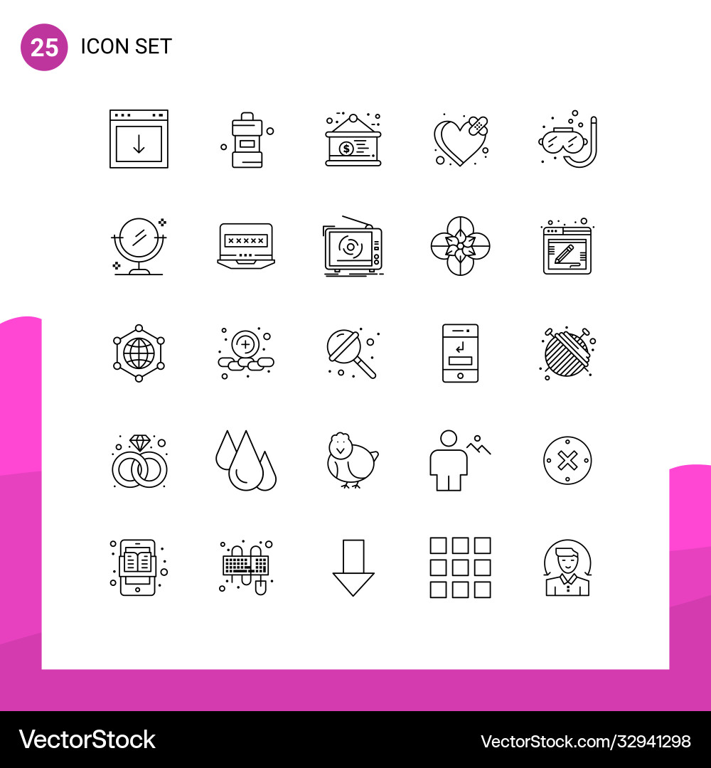25 universal lines set for web and mobile Vector Image