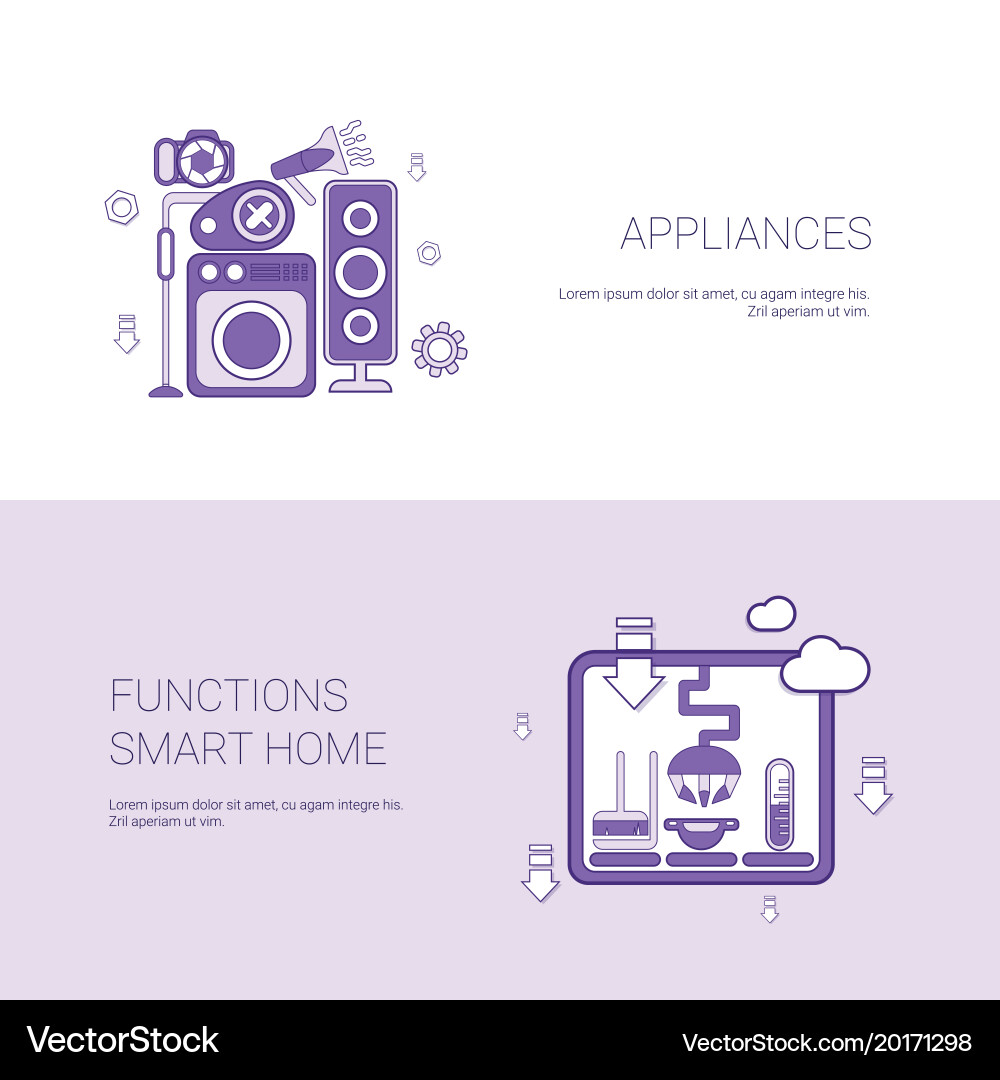 Appliances and functions smart home template web Vector Image