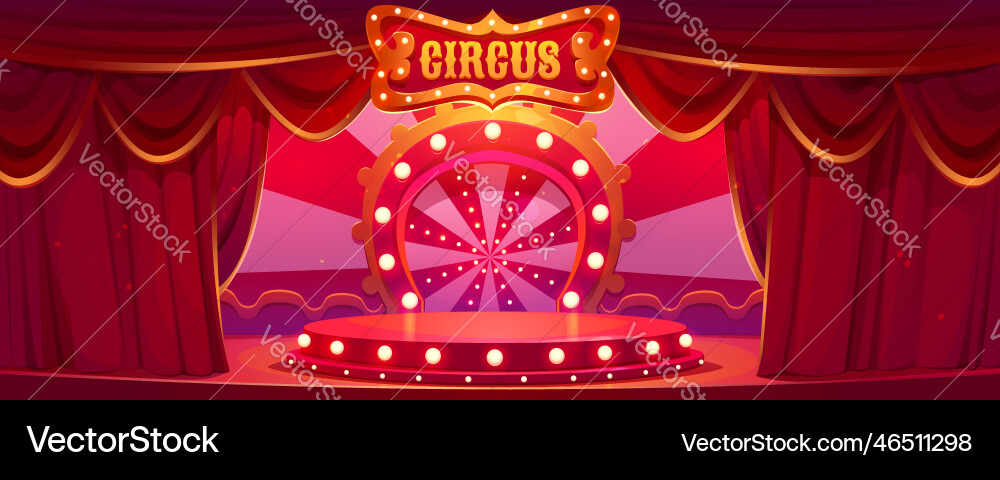 Cartoon circus stage background carnival arena Cartoon circus stage background carnival arena vector image