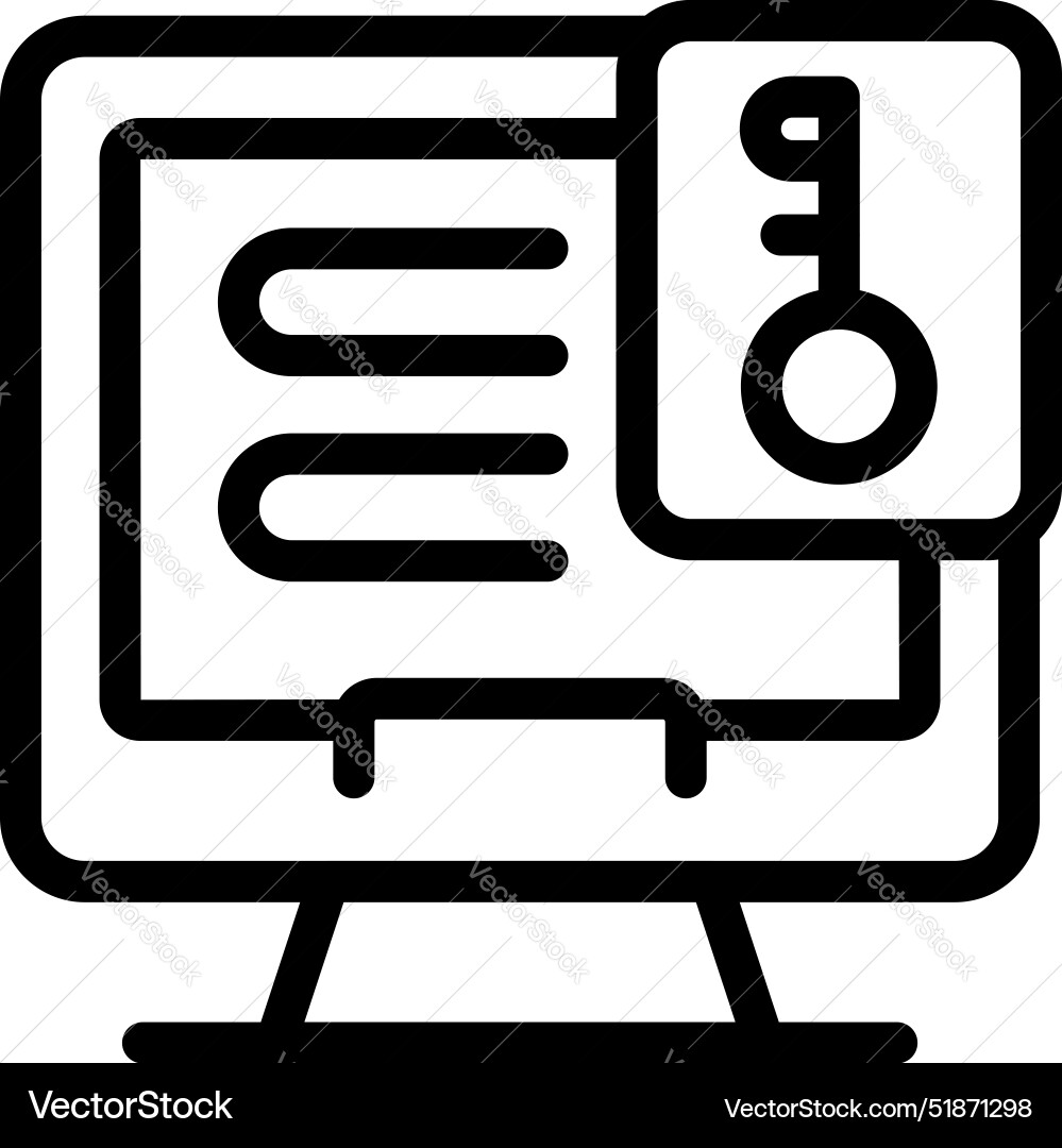 Computer accessing secure data with key symbol Computer accessing secure data with key symbol vector image