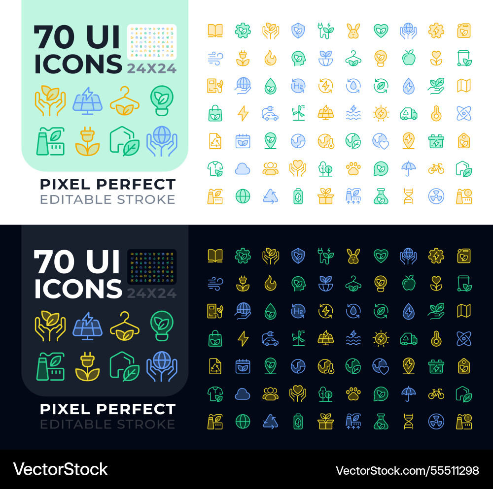 Ecology duotone color ui icons set for day Vector Image