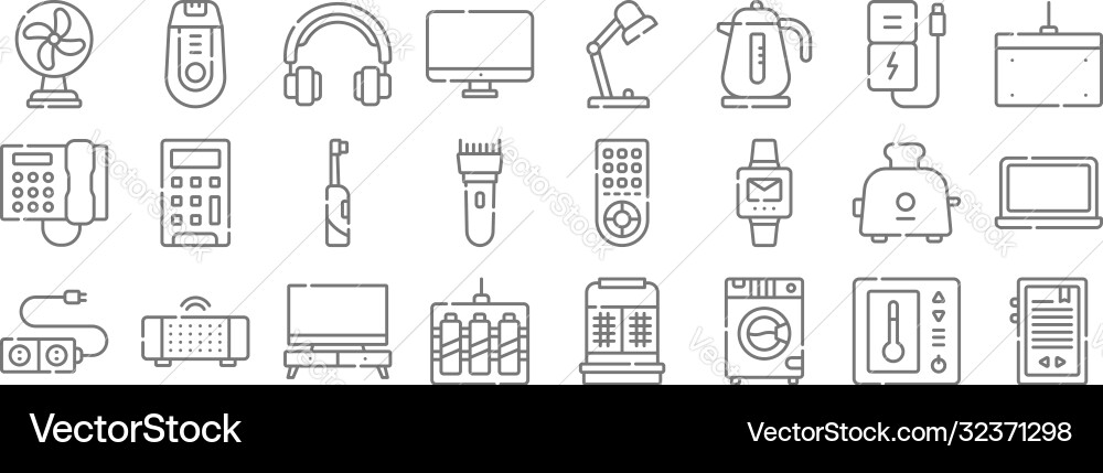Electronics line icons linear set quality Vector Image