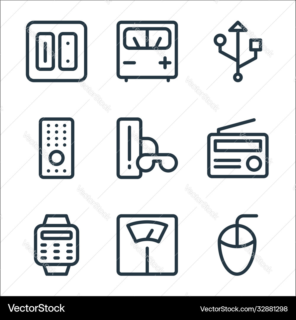 Electronics line icons linear set quality Electronics line icons linear set quality vector image