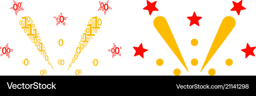 Fireworks explosion mosaic of binary digits Fireworks explosion mosaic of binary digits vector image