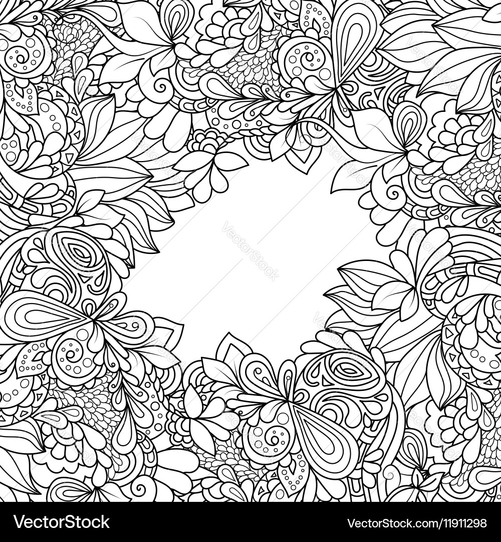 Floral Frame - Intricate Pattern Vector Image