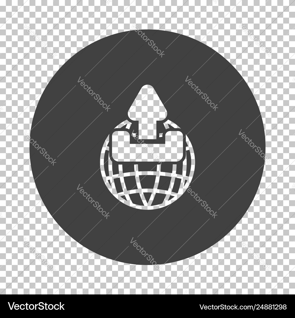 Globe with upload symbol icon Globe with upload symbol icon Vector Image