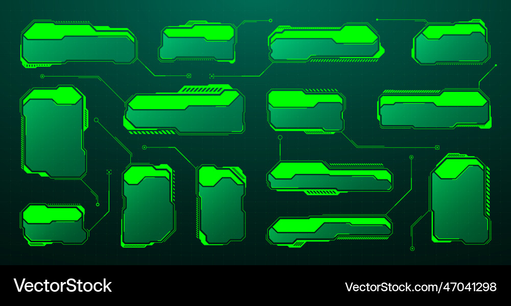Green futuristic hud ui elements sci-fi user Green futuristic hud ui elements sci-fi user vector image