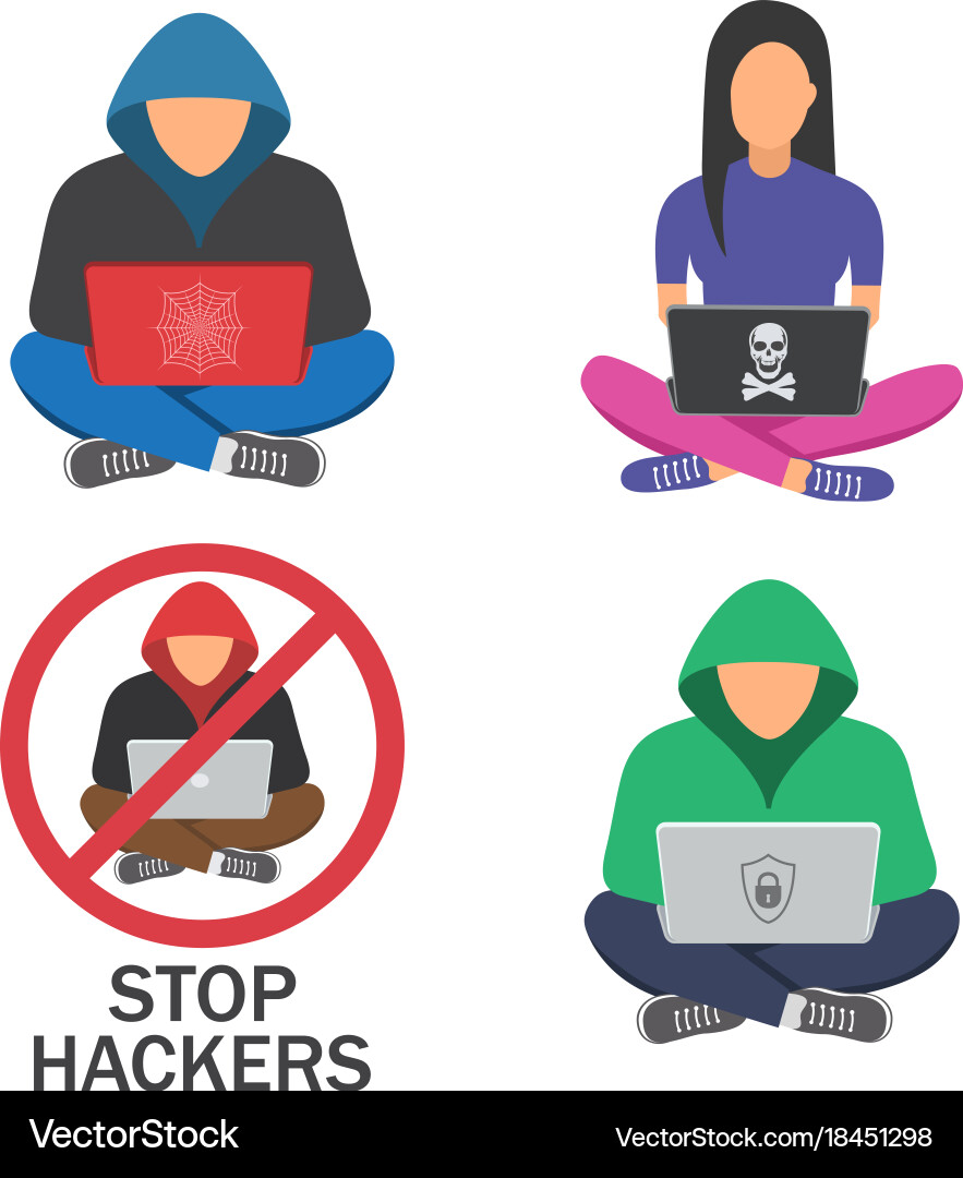 Hacker-Symbolshacker mit Laptop-Hacker Vektorbild