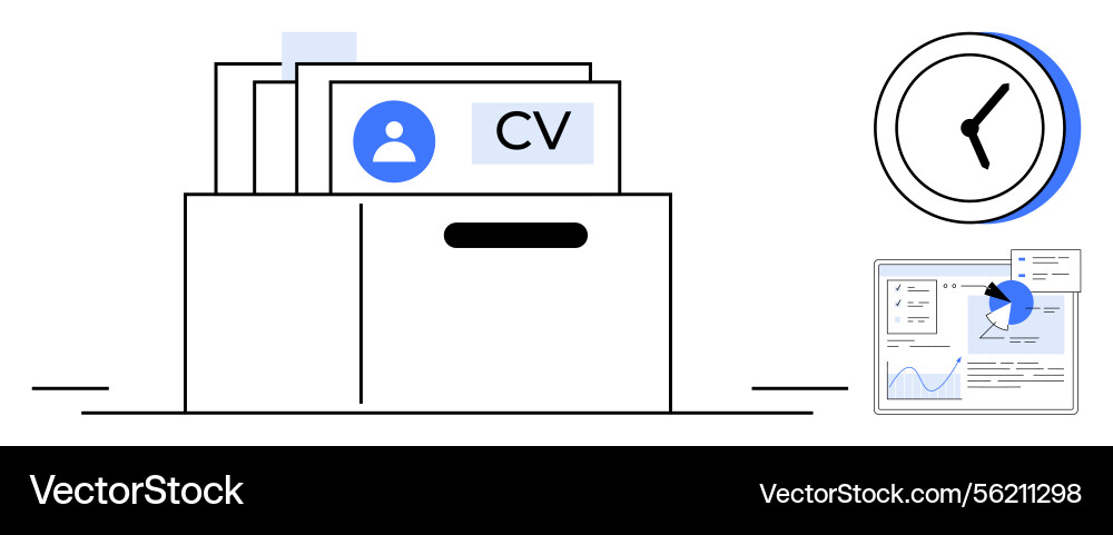 Job application review with cv folder data Job application review with cv folder data vector image