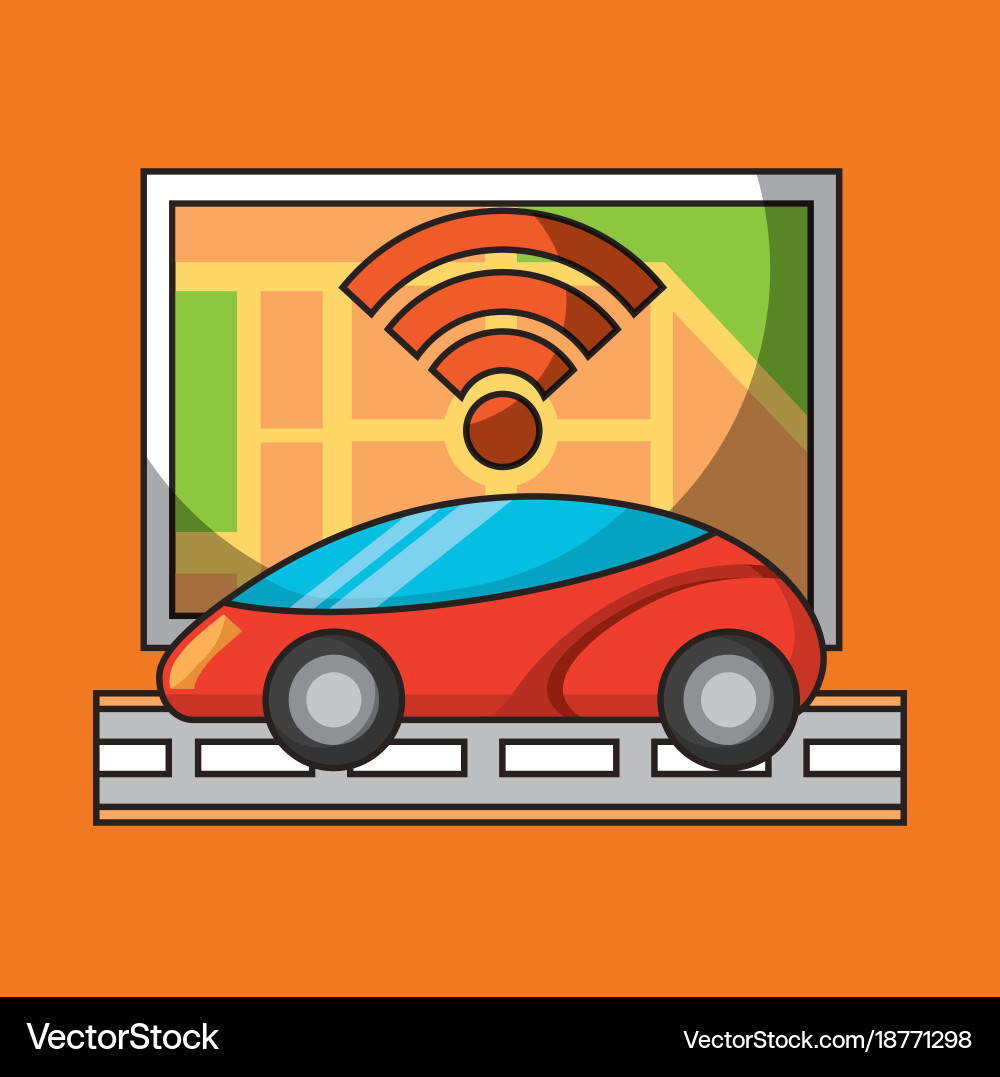 Map navigation car autonomous sensor street web vector image