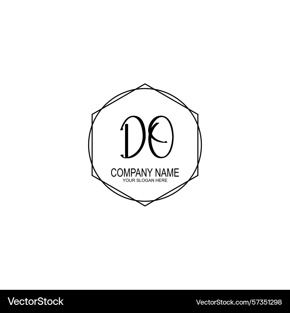 Minimalist handwritten do initial logos with soft vector image