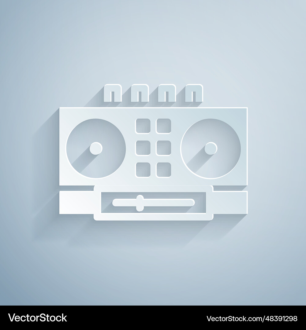 Paper cut dj remote for playing and mixing music Paper cut dj remote for playing and mixing music vector image