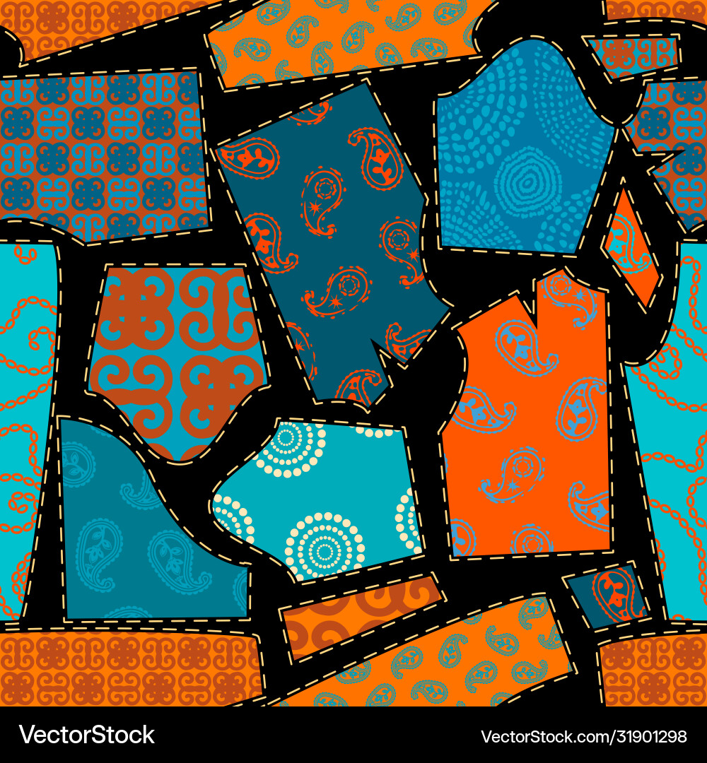 Patchwork textile pattern seamless quilting Patchwork textile pattern seamless quilting vector image