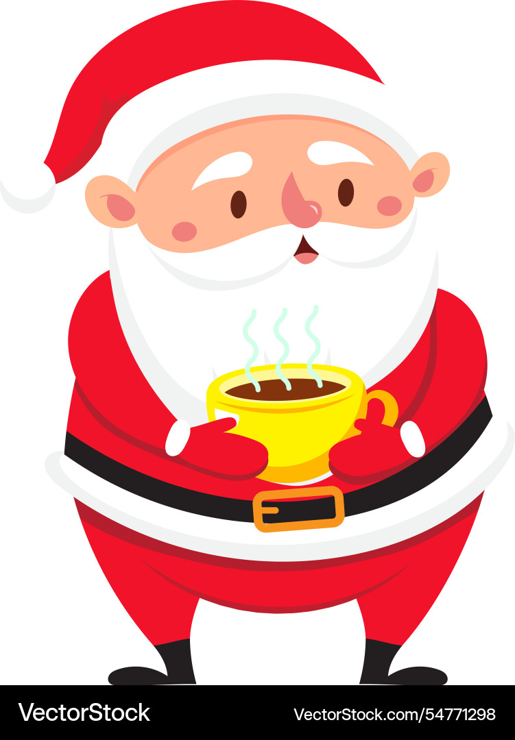 Santa claus erwärmt sich mit einem heißen Getränk während Santa claus erwärmt sich mit einem heißen Getränk während Vektorbild