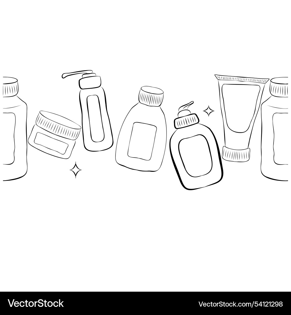 Seamless pattern of different outline bottles Seamless pattern of different outline bottles vector image