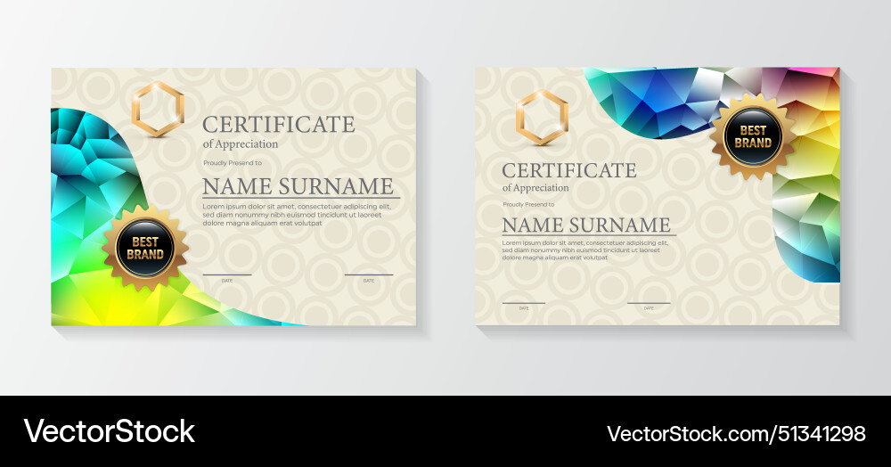 Set modern certificate template with triangular Vector Image
