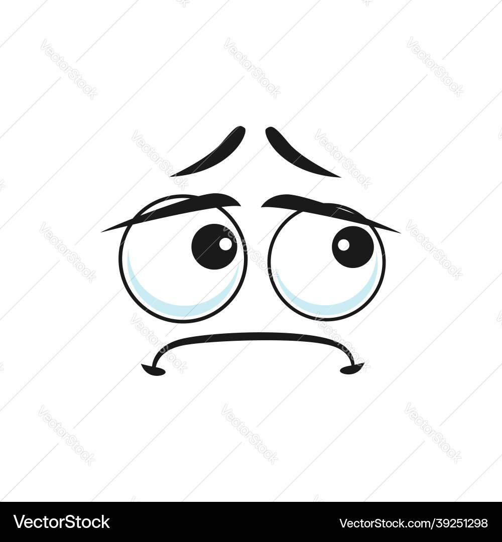 Upset emoticon sad face expression isolated icon vector image