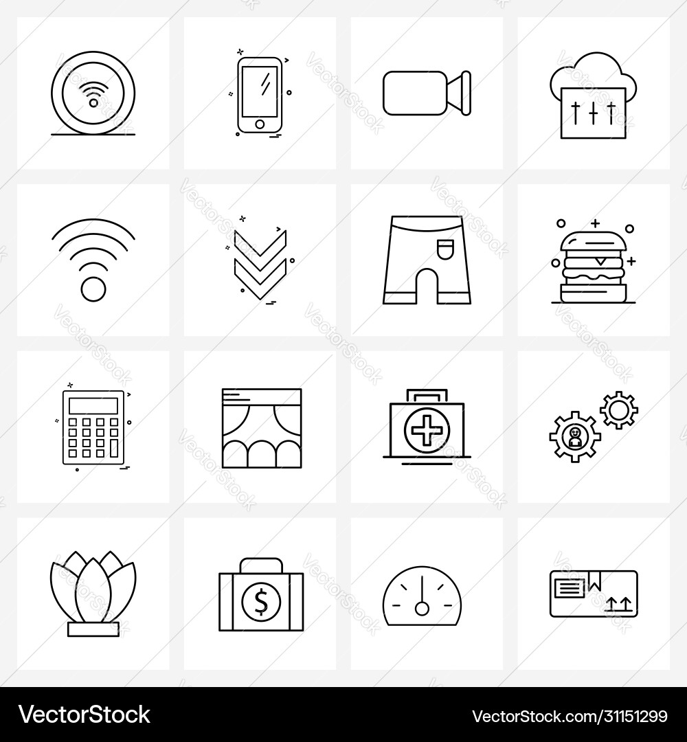 16 universal line icons for web and mobile map vector image