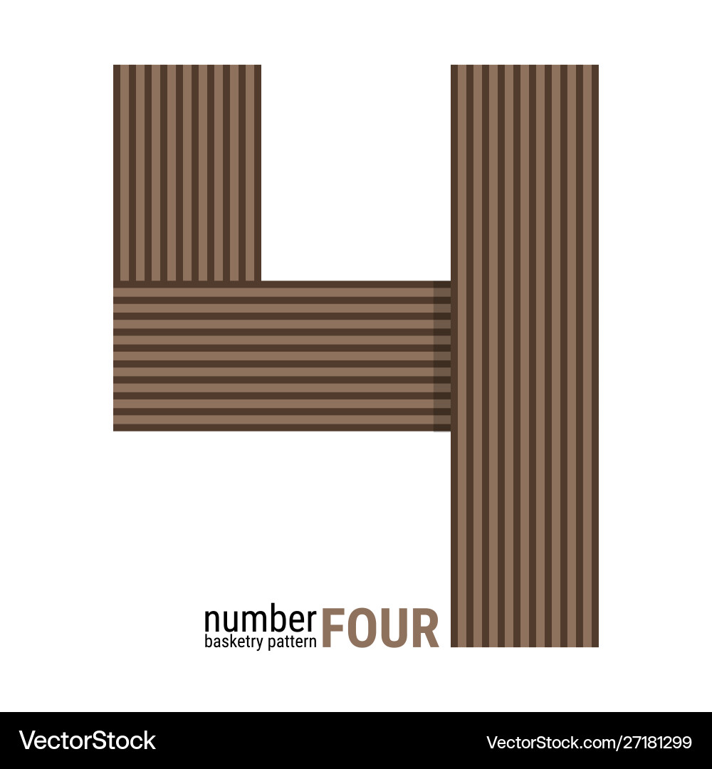 4 - unique number shape design basketry pattern Vector Image