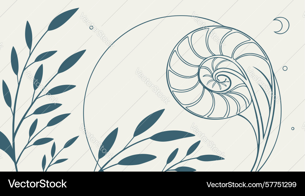 Abstract spiral pattern with botanical leaf Vector Image