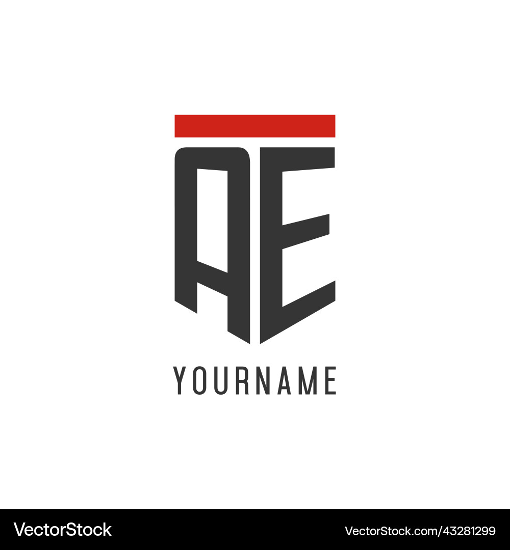 Ae initial esport logo with simple shield design Ae initial esport logo with simple shield design Vector Image