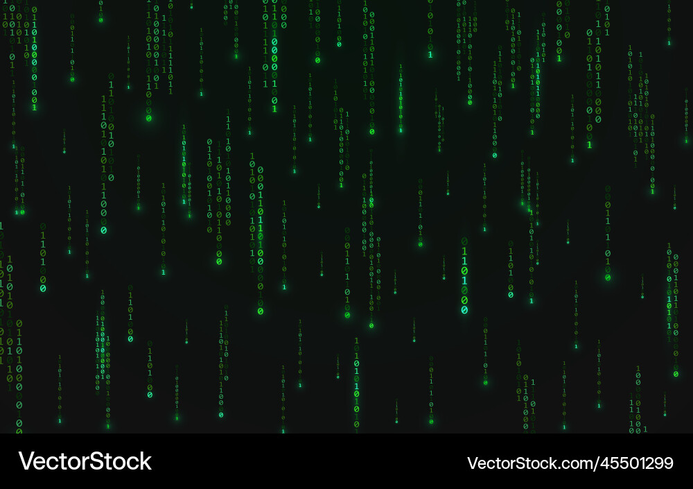 Binary background green matrix texture Vector Image