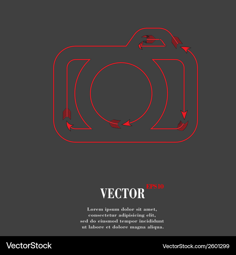 Camera flat modern web button and space for your vector image