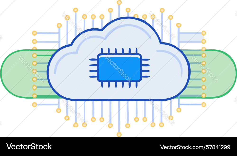 Cloud microchip technology advanced computing vector image