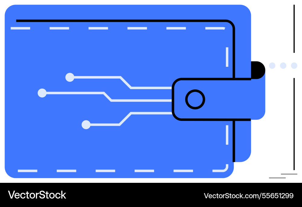 Digital wallet with circuit design representing Vector Image