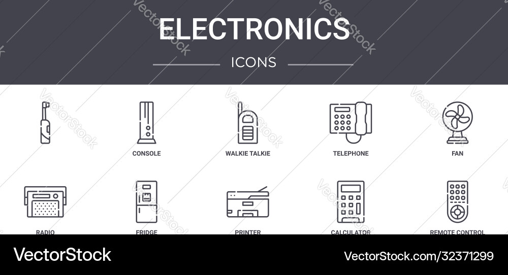 Electronics concept line icons set contains Electronics concept line icons set contains vector image