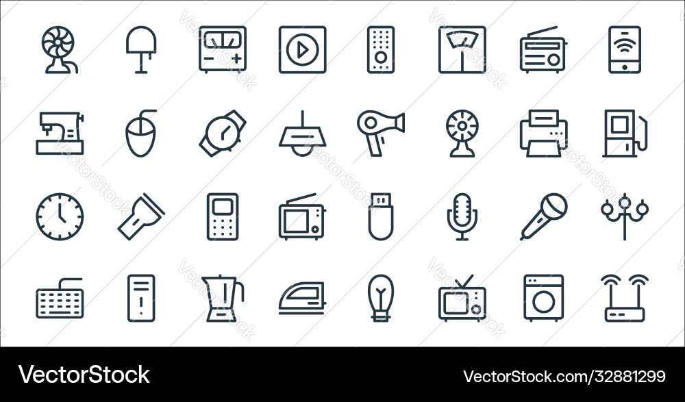 Electronics line icons linear set quality Vector Image