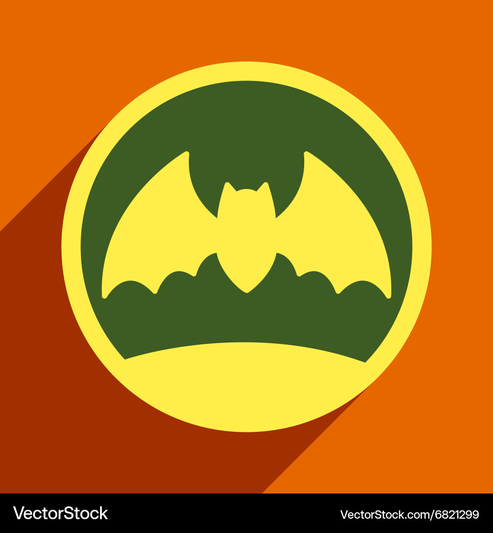 Flat with shadow icon and mobile application bat Vector Image