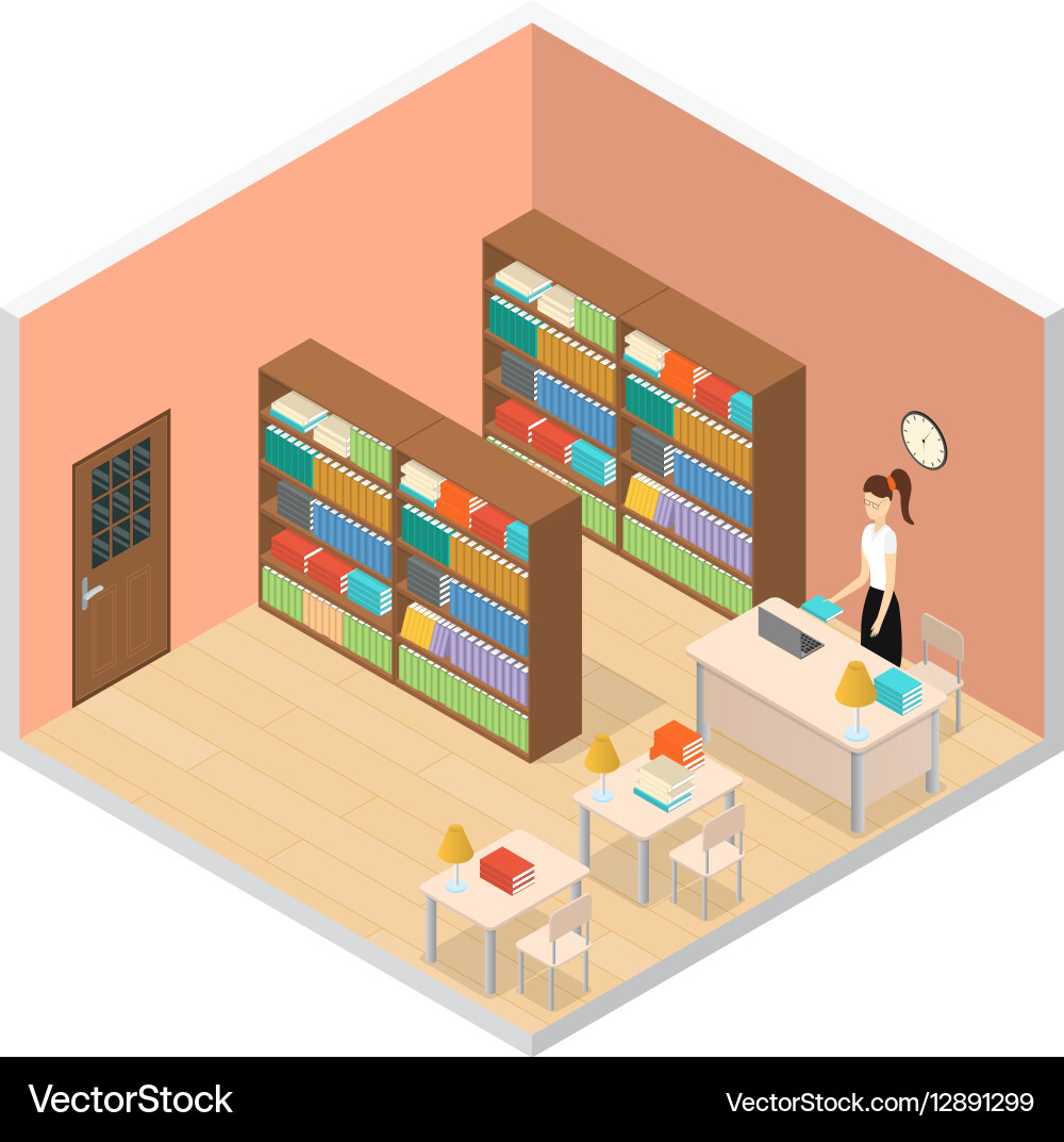 Isometrische Bibliothek Vektorbild