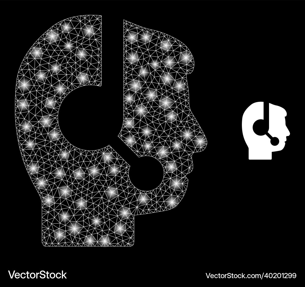 Mesh net call center operator with glowing Mesh net call center operator with glowing vector image