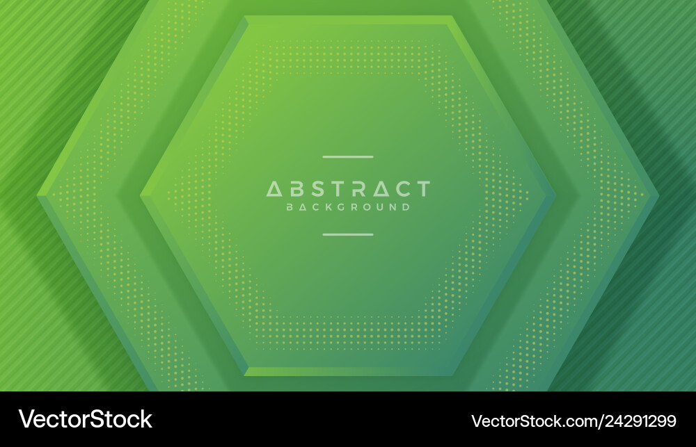 Modern green hexagon background with 3d style vector image