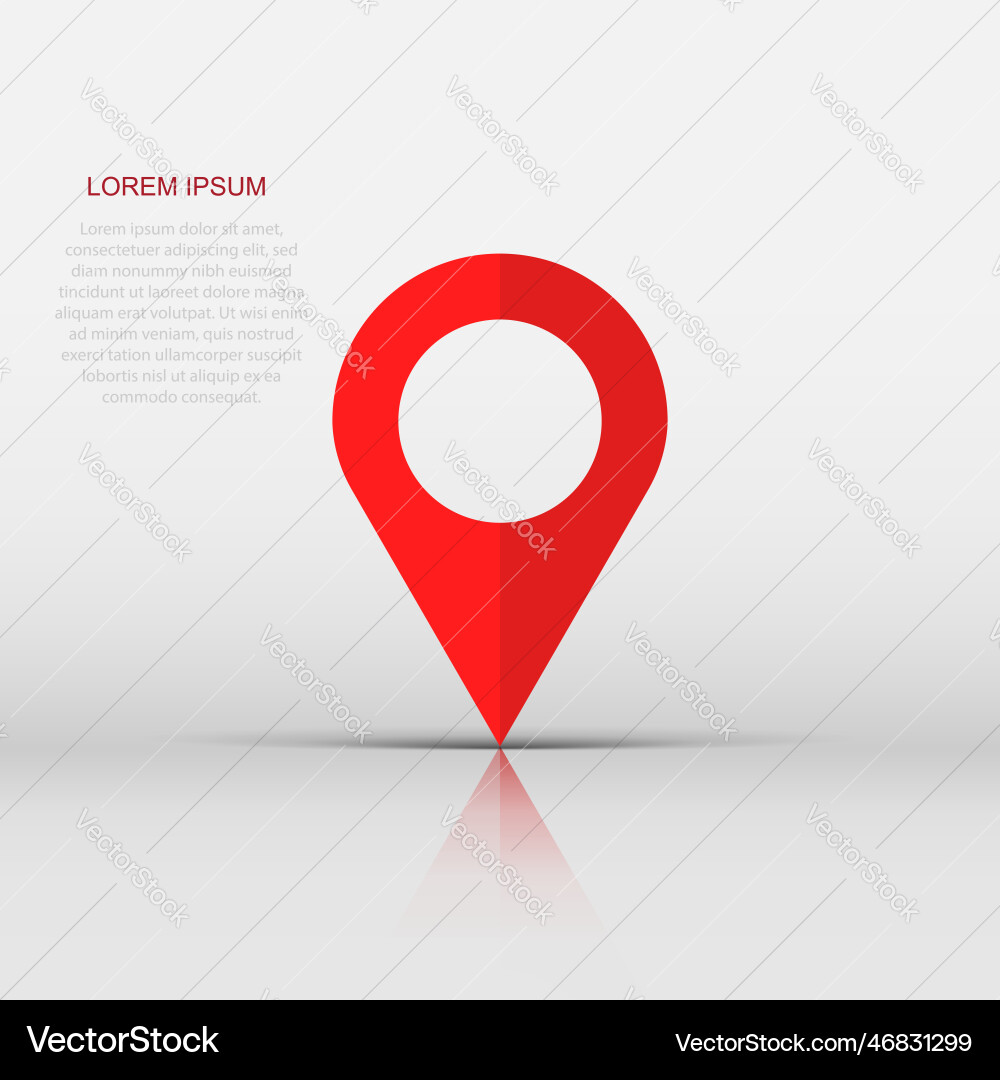 Pin location icon in flat style navigation map Vector Image
