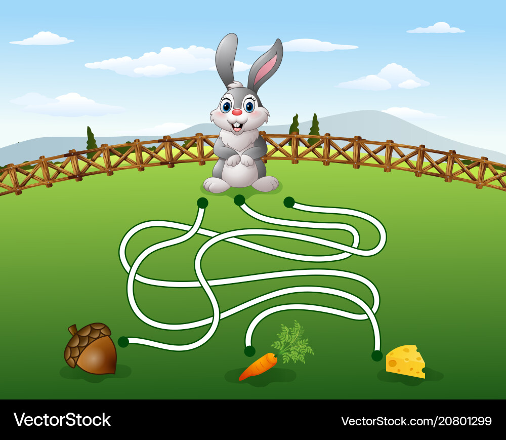 Rabbit Maze Game - Find the Carrot vector image