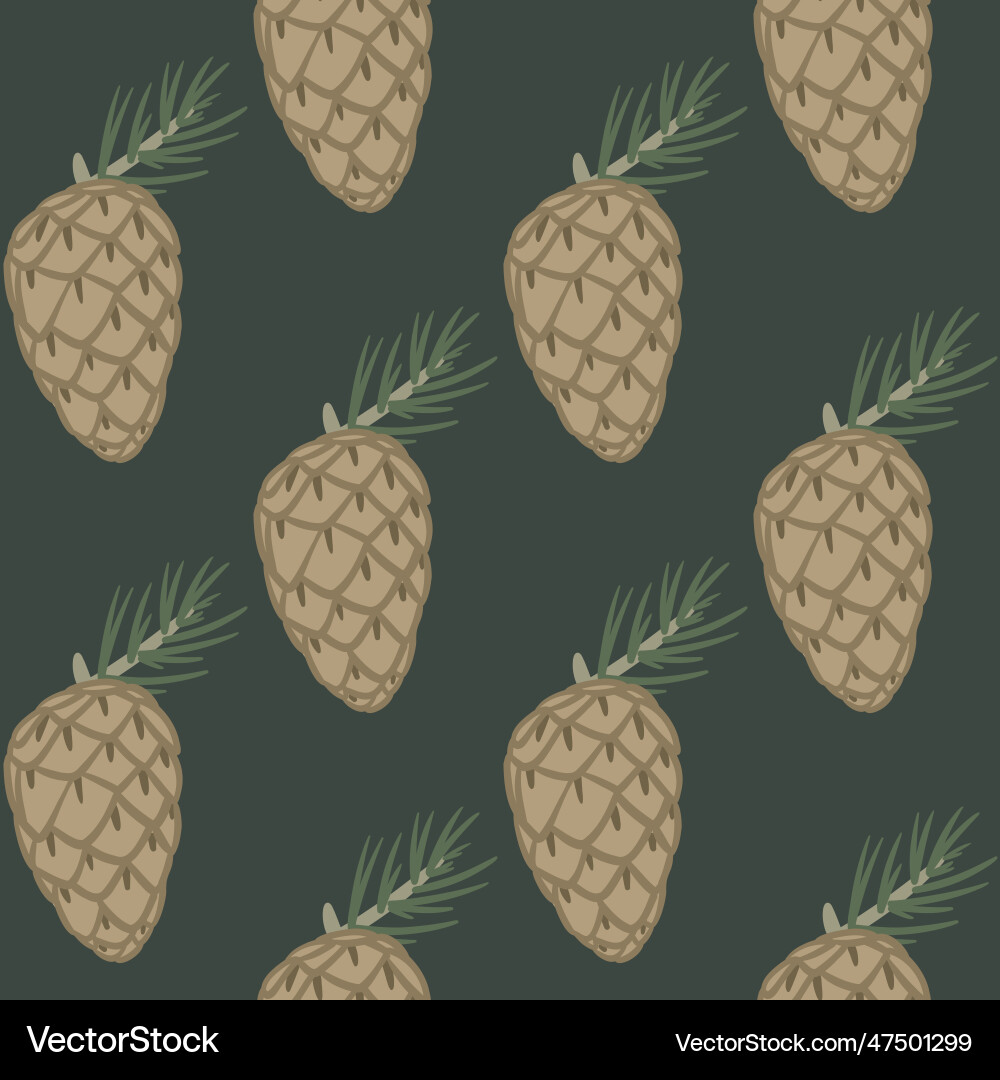 Seamless pattern fir branch with a cone Seamless pattern fir branch with a cone Vector Image