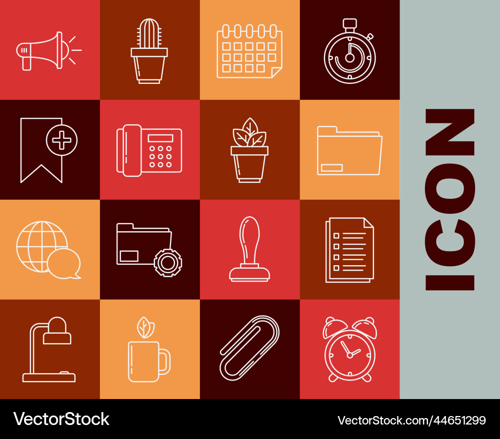 Set line alarm clock file document Set line alarm clock file document vector image