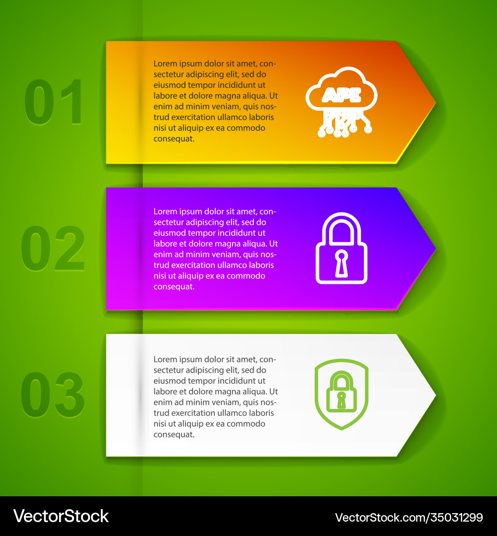 Set line cloud api interface lock shield Set line cloud api interface lock shield vector image