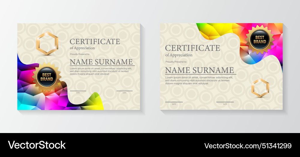 Set modern certificate template with triangular Set modern certificate template with triangular Vector Image