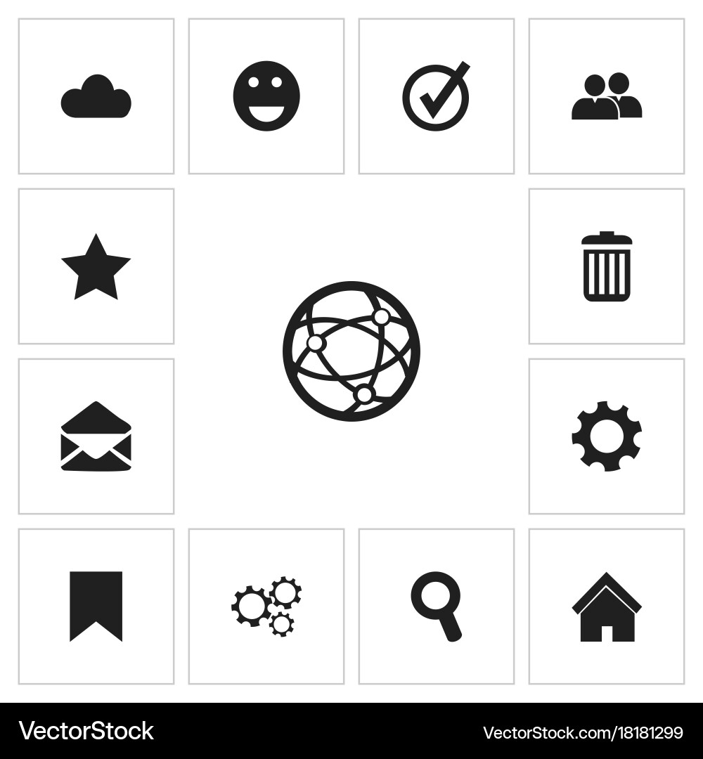 Set of 13 editable web icons includes symbols vector image