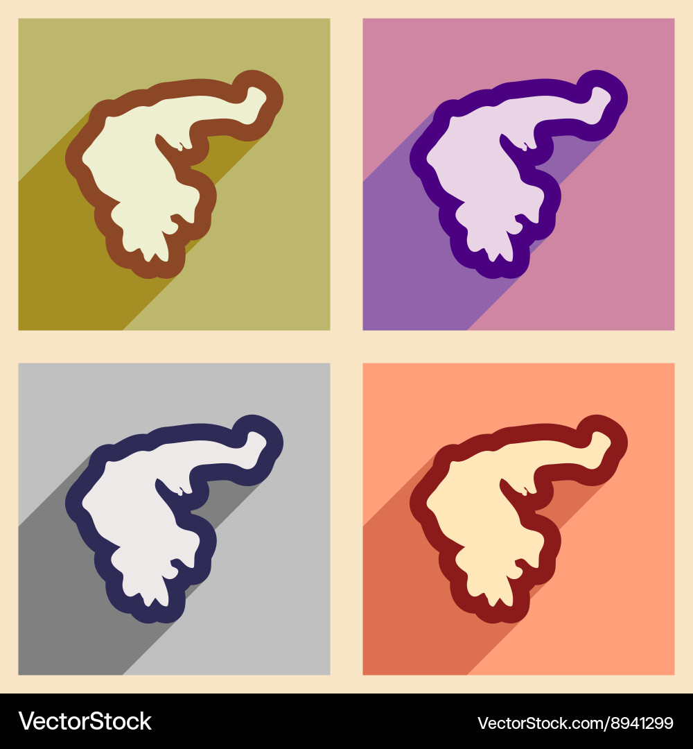 Set of flat web icons with long shadow map greece vector image