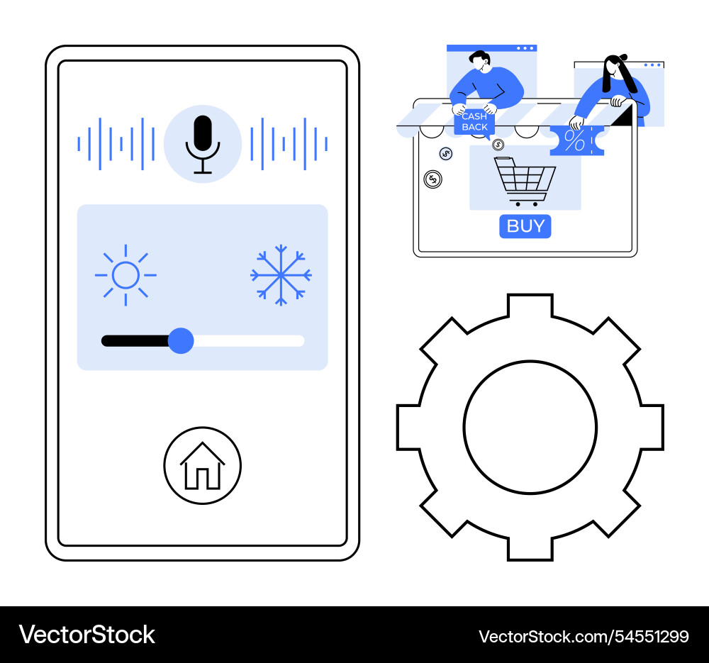 Smart home control with voice commands online Smart home control with voice commands online vector image