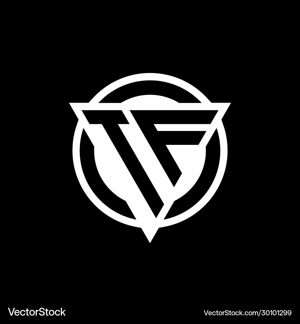Tf logo with negative space triangle shape Tf logo with negative space triangle shape vector image