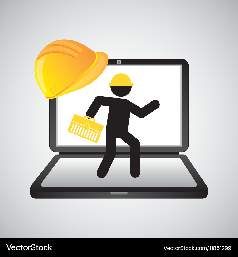 Under construction web page worker tool box Vector Image