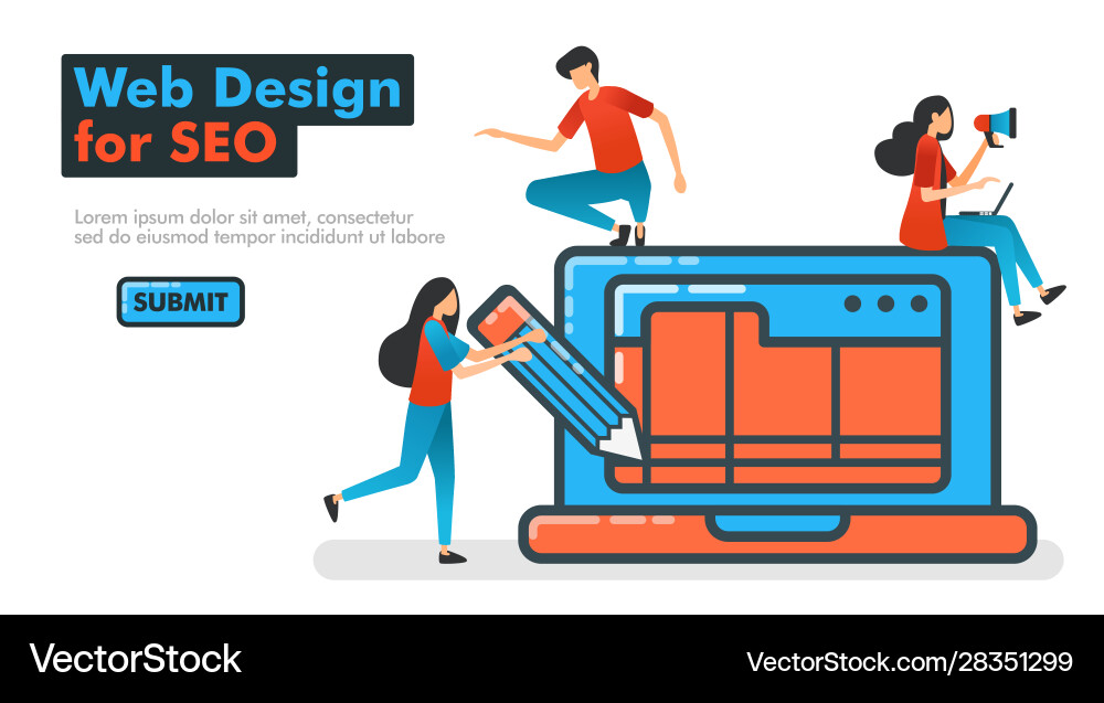 Web design for seo line designing Web design for seo line designing vector image