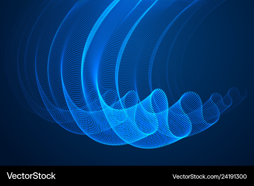 Array of magic particles flowing over dark Array of magic particles flowing over dark vector image