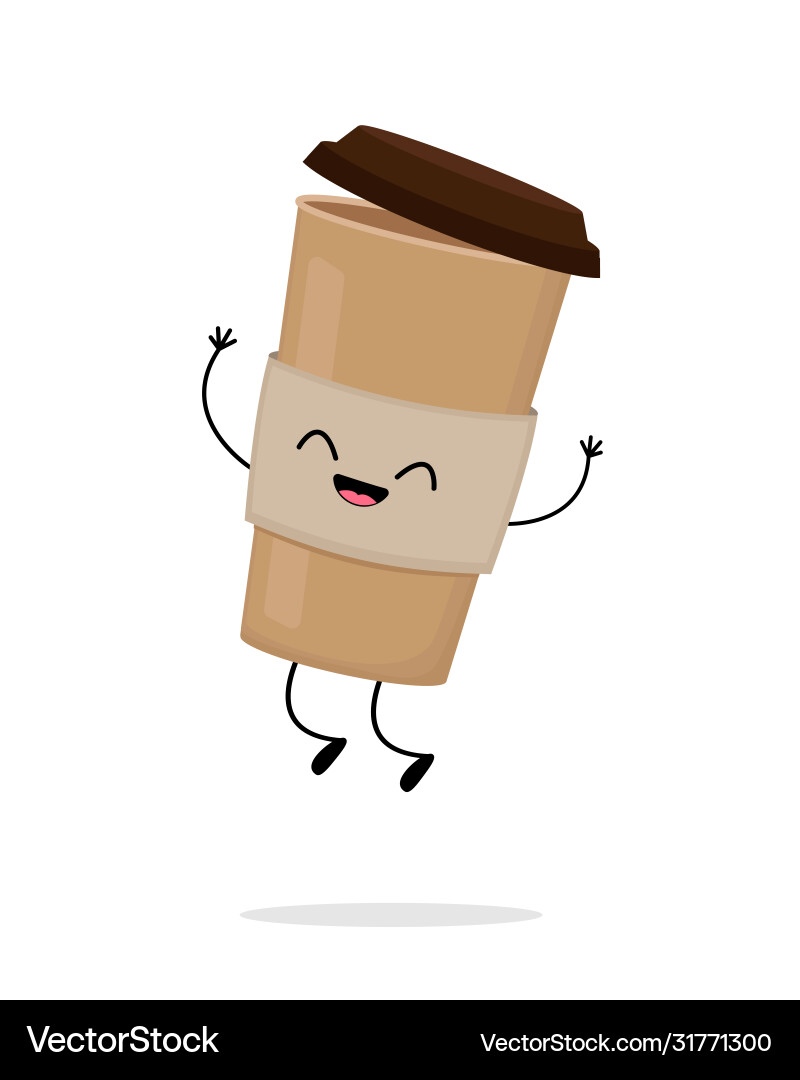 Cute cartoon cardboard coffee cup Royalty Free Vector Image