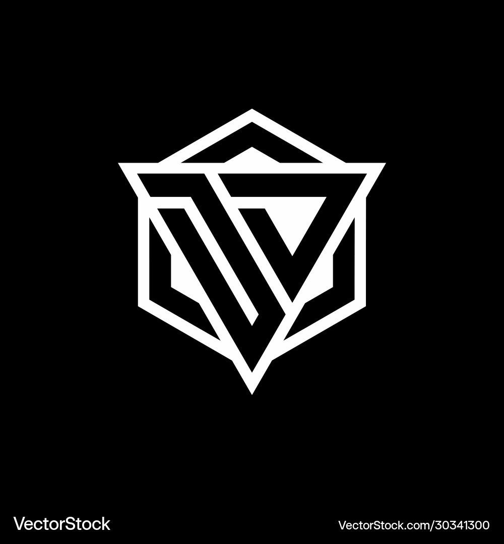 Dd logo monogram with triangle and hexagon shape vector image